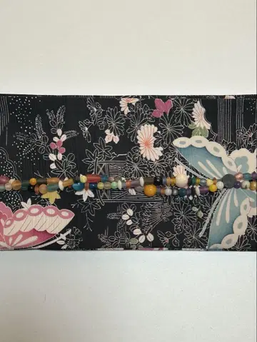 반폭 오비 순수 실크 나비 컬러풀