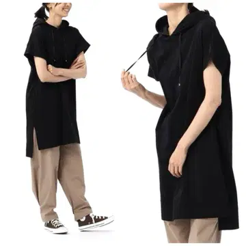 언타이틀 세탁 가능한 윤리적 오가닉 텐직 후드티 블랙 2
