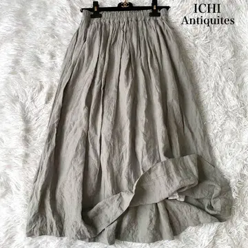 ICHI Antiquites 히가시타키 린넨 개더 롱 스커트 플레어
