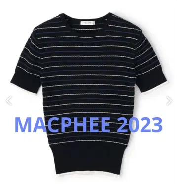 MACPHEE 코튼 나일론 리브 케이블 하프 슬리브 풀오버
