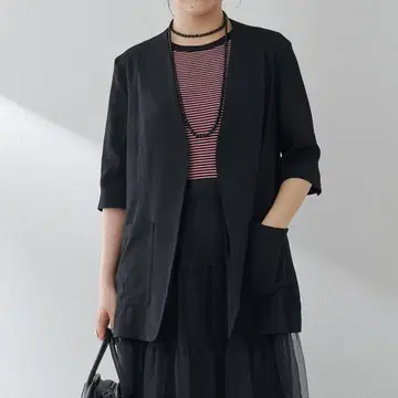 윔 가젯 칼라리스 하프 슬리브 자켓 블랙
