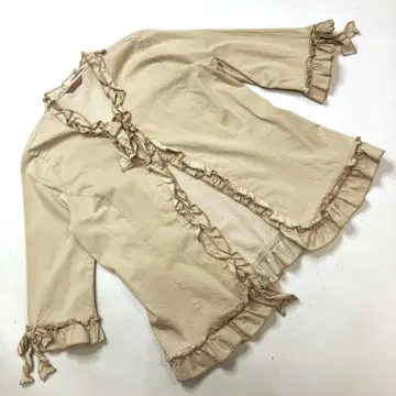 핑크하우스 프릴 장식 베이지 데님 자켓