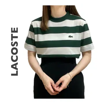 LACOSTE 티셔츠 컷소 보더 원포인트 자수 로고 일본제