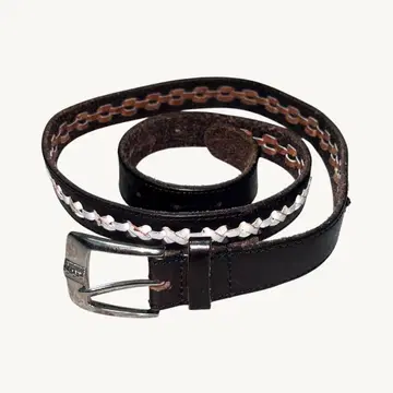 Design black leather belt
