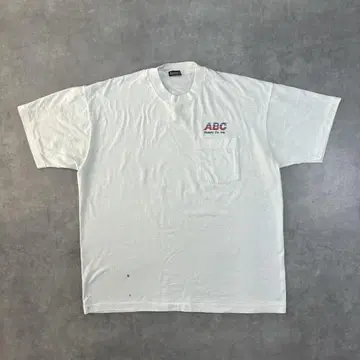 90s 미국 로컬 기업 포켓 티셔츠 XL 사이즈 화이트 포켓 T USA제