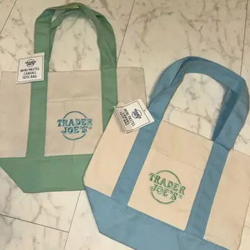 트레조 Trader Joe's 미니 토트백 스카이블루 그린 파스텔 컬러