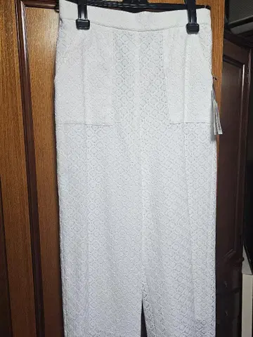 Srieee 화이트 전체 레이스 와이드 팬츠