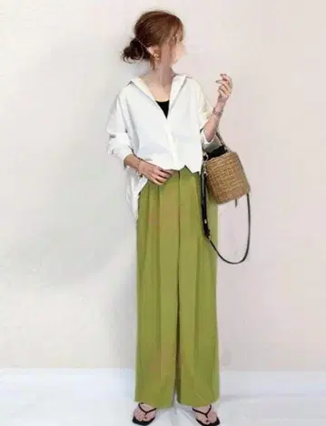 여성용 캐주얼 화이트 와이드 레그 스트레이트 팬츠