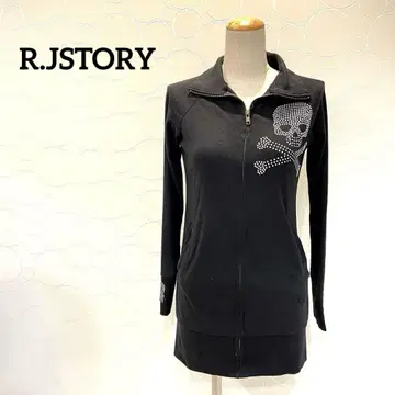 R.JSTORY 상의 집업 후드티 롱 스컬 큐빅