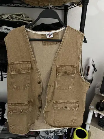 베이지 코튼 캐주얼 베스트