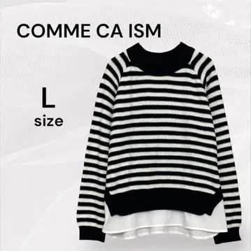 COMME CA ISM 컴시즘 새상품급 레이어드 보더 썸머 니트