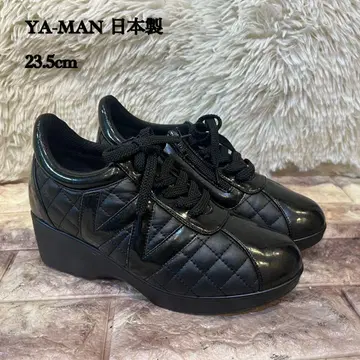 새상품 야만 더블 에어 롱 레그 미인 소가죽 워킹화 블랙 23.5cm