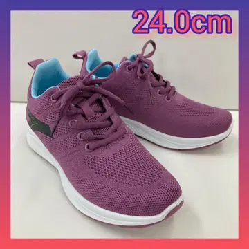24.0cm 새상품 여성용 스니커즈 굴곡 러닝화 보라색