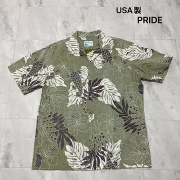 USA제 프라이드 알로하 셔츠 반팔 오픈 카라 하와이 제 보타니컬