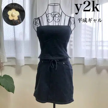 마리콴트 데님 셋업 Y2k 미니 스커트 헤이세이 갸루 M 일본제