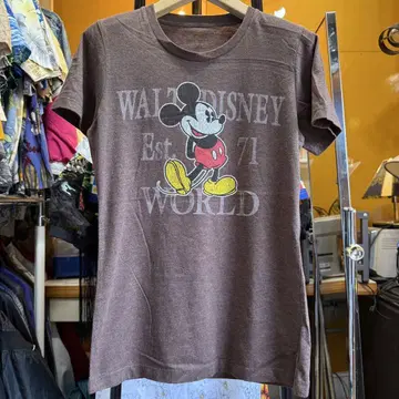 미국 빈티지 의류 WALT DISNEY 미키마우스 티셔츠 브라운