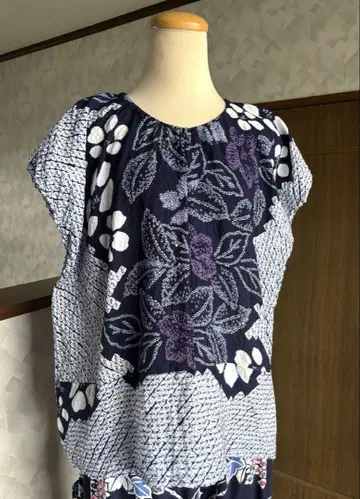 아리마츠 시보리 탑스 거미줄 시보리 네이비 나염