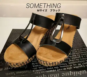 SOMETHING 썸씽 천연 가죽 경량 반지 샌들 M 사이즈 블랙