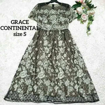 GRACECONTINENTAL 도트 플로키 자수 롱 원피스 새상품