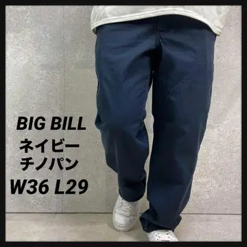 BIG BILL 네이비 치노 팬츠 워크 팬츠 구제 의류 W36 L29