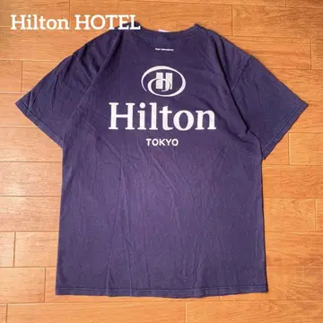00s Hilton TOKYO 힐튼 호텔 티셔츠 퍼플 네이비 기업 T