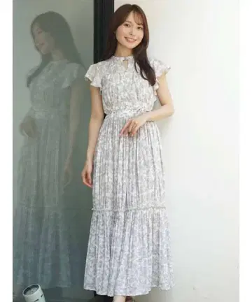 MERCURYDUO 프린트 플리츠 디자인 원피스