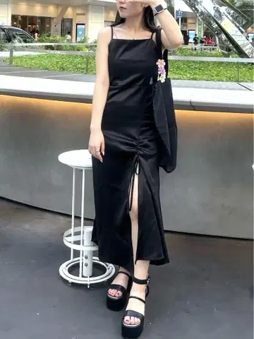 EVRIS 디즈니 라푼젤 새틴 롱 개더 원피스