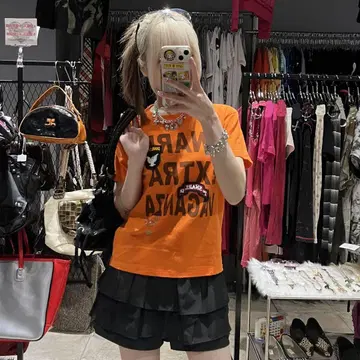 오렌지 와펜 피치 T y2k 헤이세이 별 로고 영문