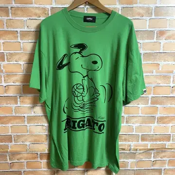 사풀 스누피 피넛 티셔츠 2XL 그린 레어 컬러