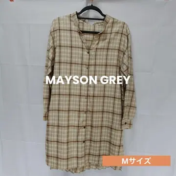 MAYSON GREY (메이슨 그레이) 노카라 긴팔 체크 셔츠