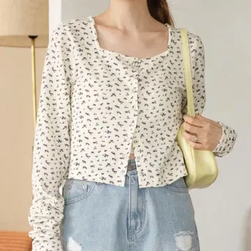미니 꽃무늬 스퀘어 써멀 가디건 Kastane
