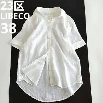 23구 LIBECO 리베코 린넨 반팔 블라우스 린넨 화이트 사이즈 38