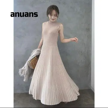 anuans 시어 플리츠 니트 원피스 아