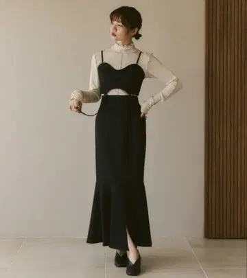 뷔스티에 세트 머메이드 스커트 moitytto 블랙 M
