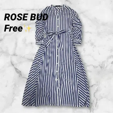 로즈버드 ROSEBUD 밴드 카라 스트라이프 셔츠 원피스