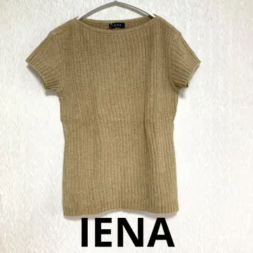새상품 IENA 이에나 여성용 베이지 반팔 코튼 티셔츠 일본제