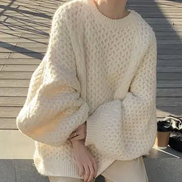 SELECTMOCA by son 오버 사이즈 허니콤 니트 아이보리