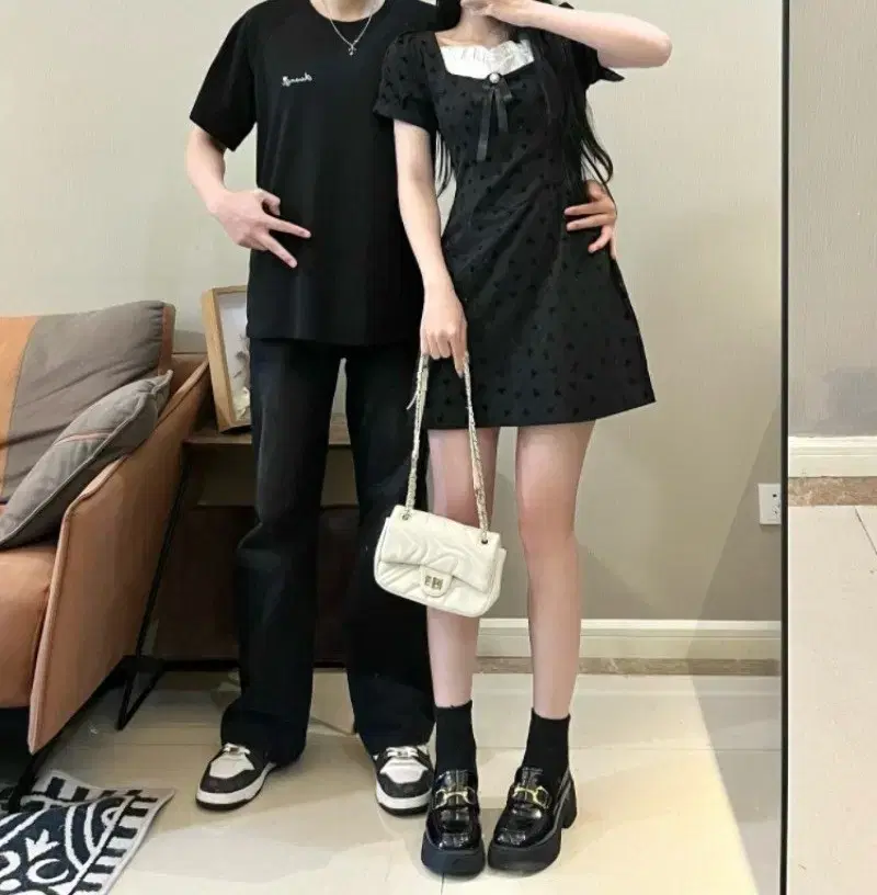 Ribbon Pearl Frill Puff Onepiece yeoreum Couple Look