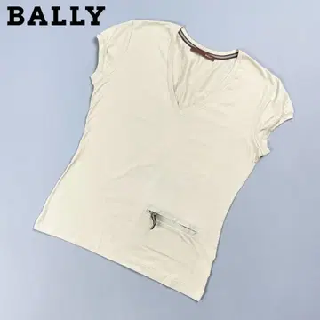 BALLY V넥 스트레치 반팔 티셔츠 베이지 사이즈 38*CD434