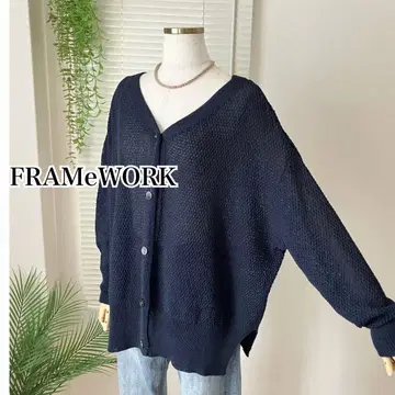 FRAMeWORK 카노코 2WAY 뒷면 오픈 가디건 네이비