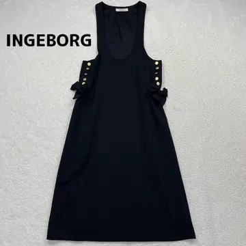 INGEBORG 오버롤 스커트 원피스 골드 버튼 블랙