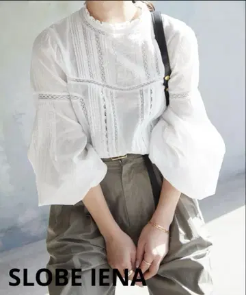 SLOBE IENA 매니 레이스 핀턱 블라우스