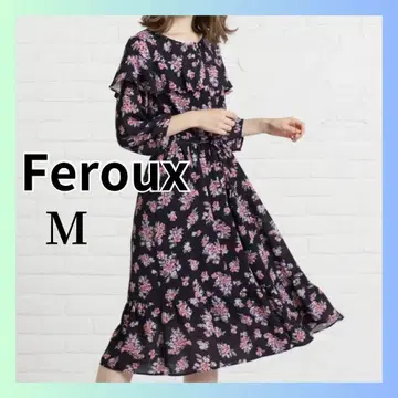 Feroux 페루 쉐이딩 가을 플라워 원피스 M 꽃무늬 블랙