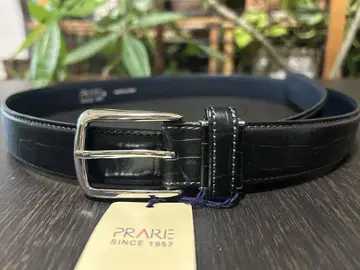 PRARIE 블랙 소가죽 벨트 일본제 미사용 새상품 택 포함