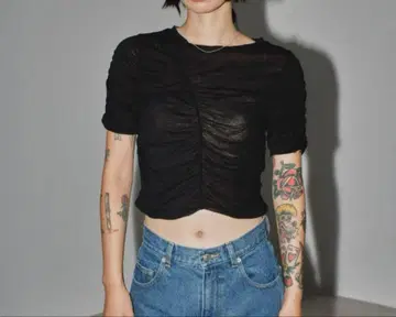 투데이풀 시어 셔링 티셔츠 블랙