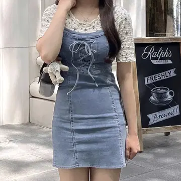 nugu 코르셋 뷔스티에 데님 원피스 한국