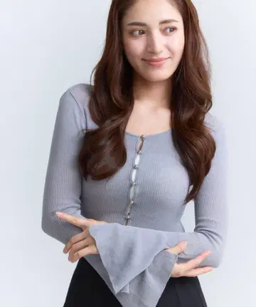 eimy istoire 포인트 버튼 시어 니트 가디건