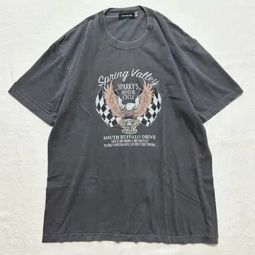 새상품급 GOOD ROCK SPEED 체크 무늬 깃발 이글 프린트 Tee