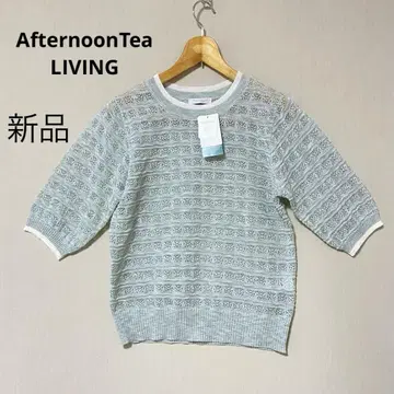 새상품 AfternoonTea LIVING 패턴 니트 크루넥 풀오버