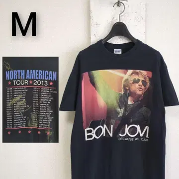 구제 의류 BON JOVI 2013년 북미 투어 티셔츠 블랙 M
